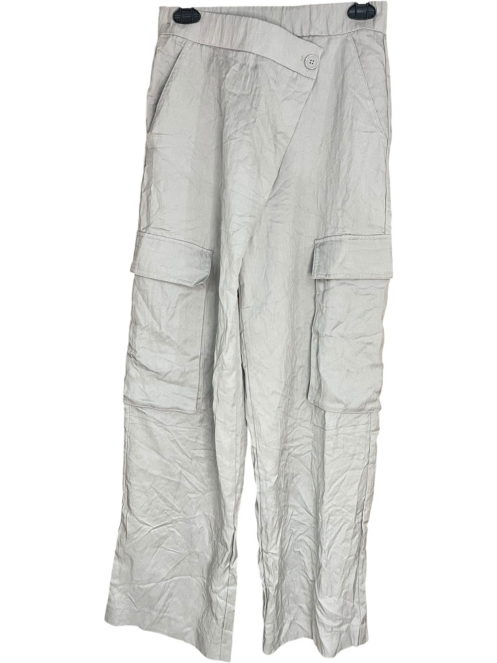 Zara Asymmetrical Wrap Front Cargo Pants Light Gray
